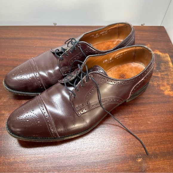 Allen Edmonds Sanford Burgundy Oxford Dress Shoes 12.5 C Brogue Cap Toe Office main image 8